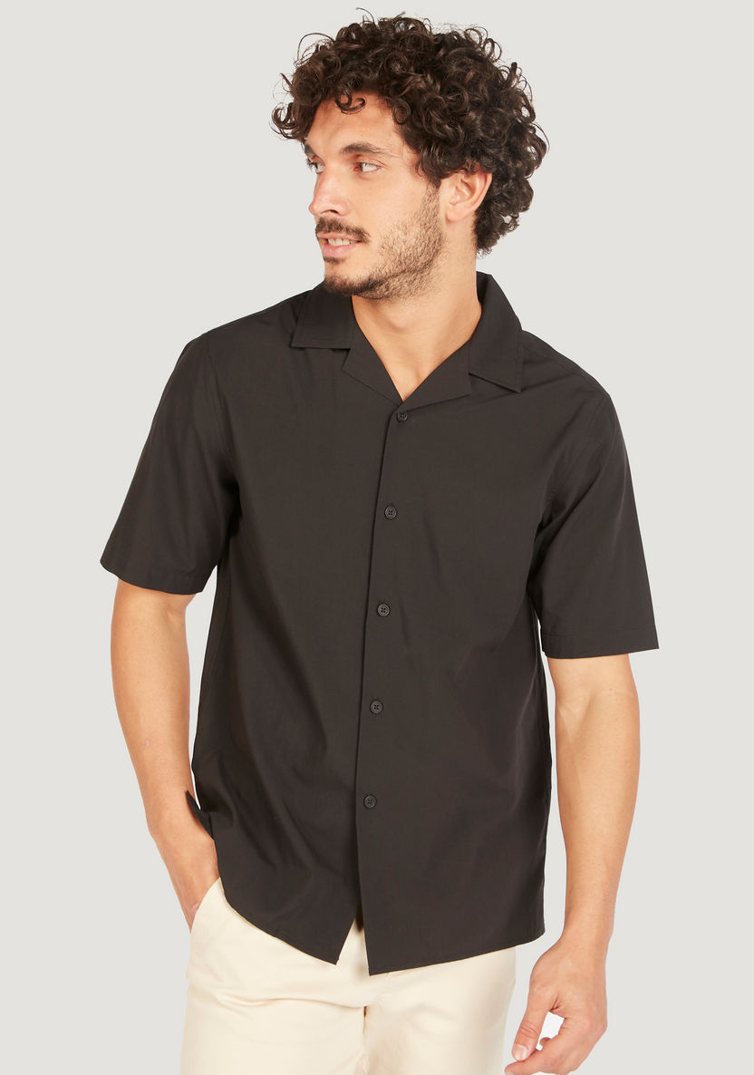 Solid Shirt with Short Sleeves and Button Closure-Shirts-image-1