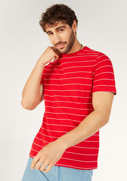Striped T-shirt with Round Neck and Short Sleeves-T Shirts-image-0