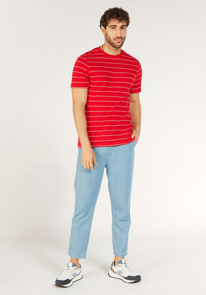 Striped T-shirt with Round Neck and Short Sleeves-T Shirts-image-1