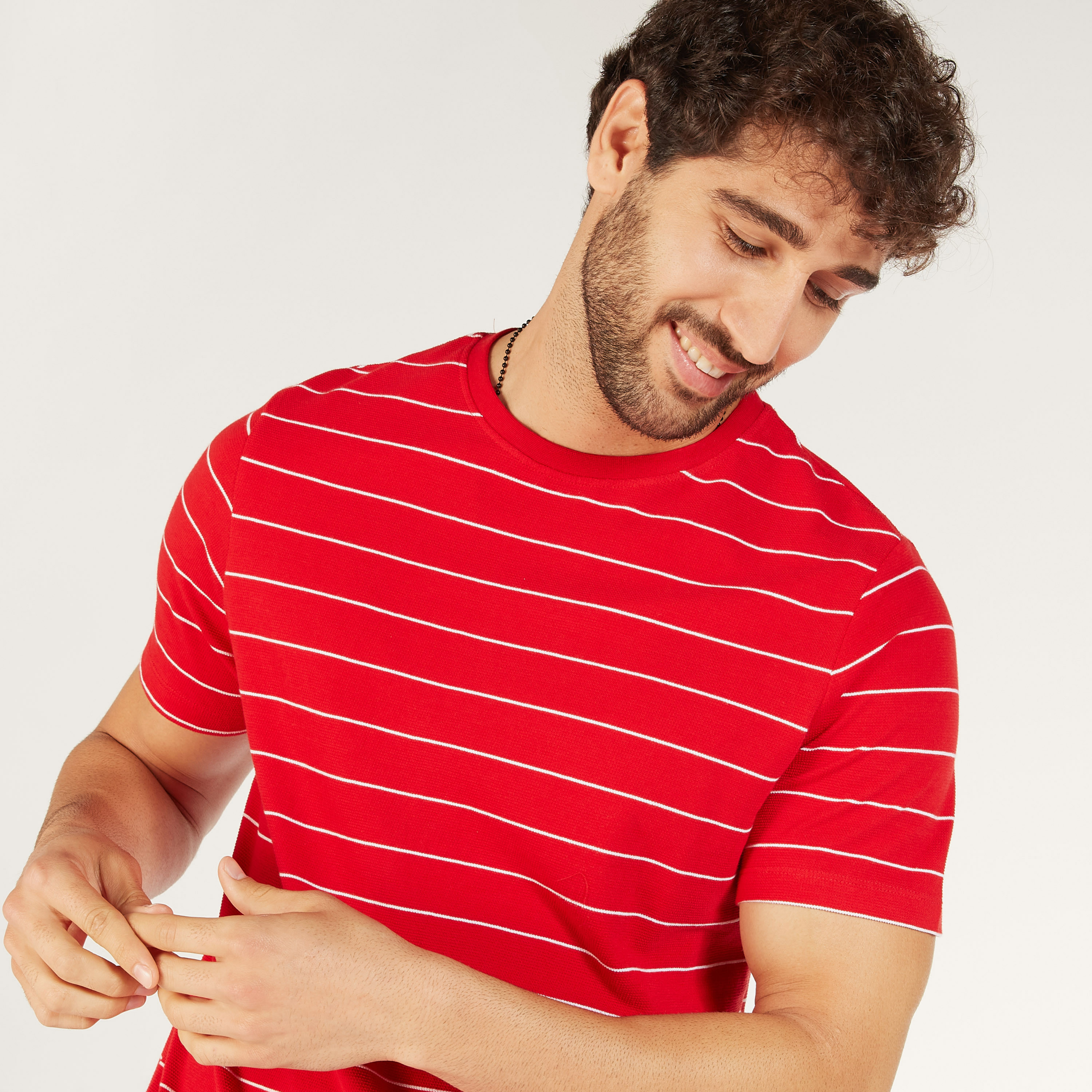 Striped T-shirt with Round Neck and Short Sleeves-men-clothing-tshirtsandpolos-tshirts-image-15