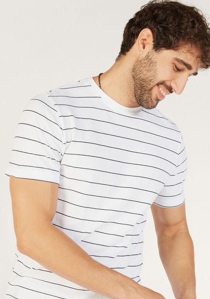 Striped T-shirt with Round Neck and Short Sleeves-T Shirts-image-2