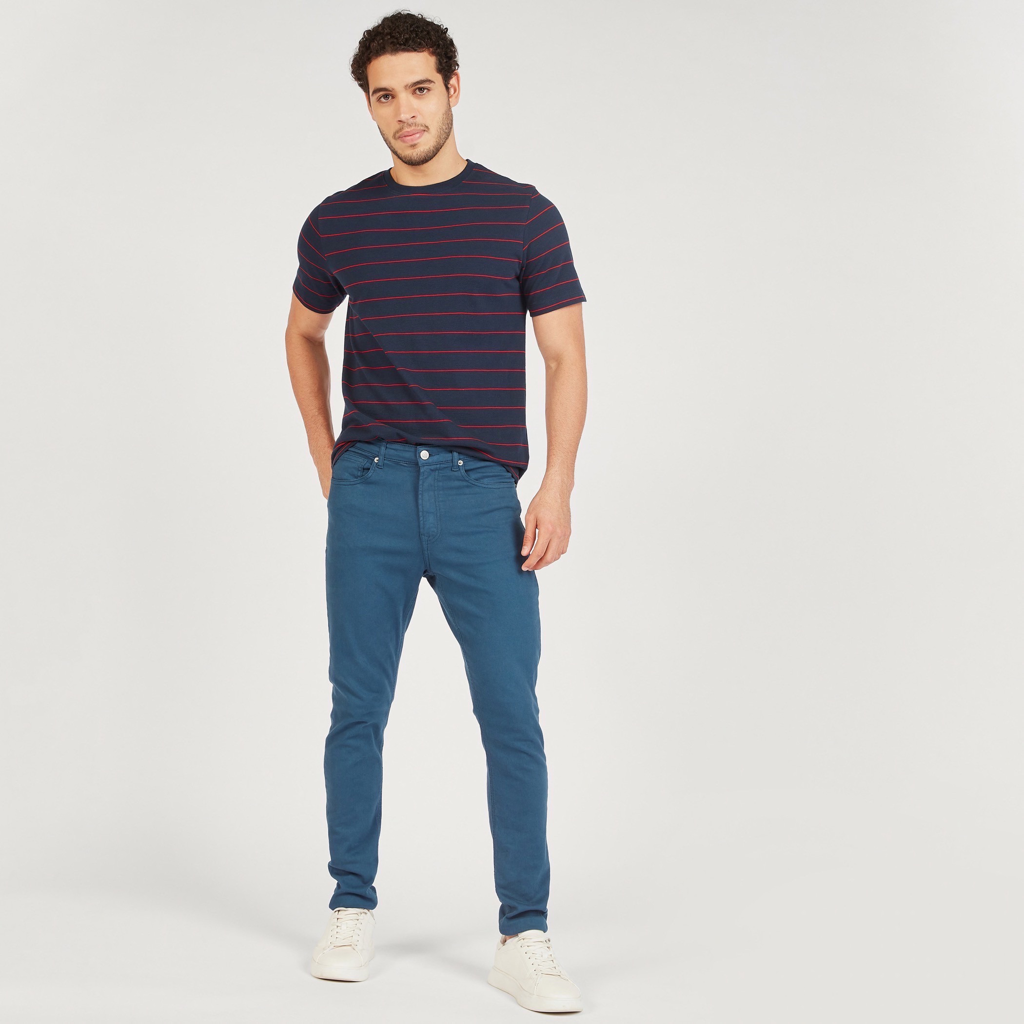 Striped T-shirt with Round Neck and Short Sleeves-men-clothing-tshirtsandpolos-tshirts-image-2