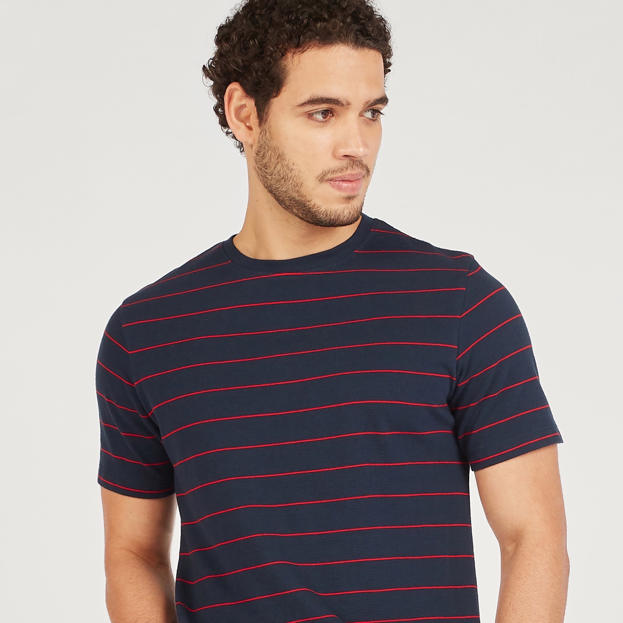 Striped T-shirt with Round Neck and Short Sleeves-men-clothing-tshirtsandpolos-tshirts-image-3