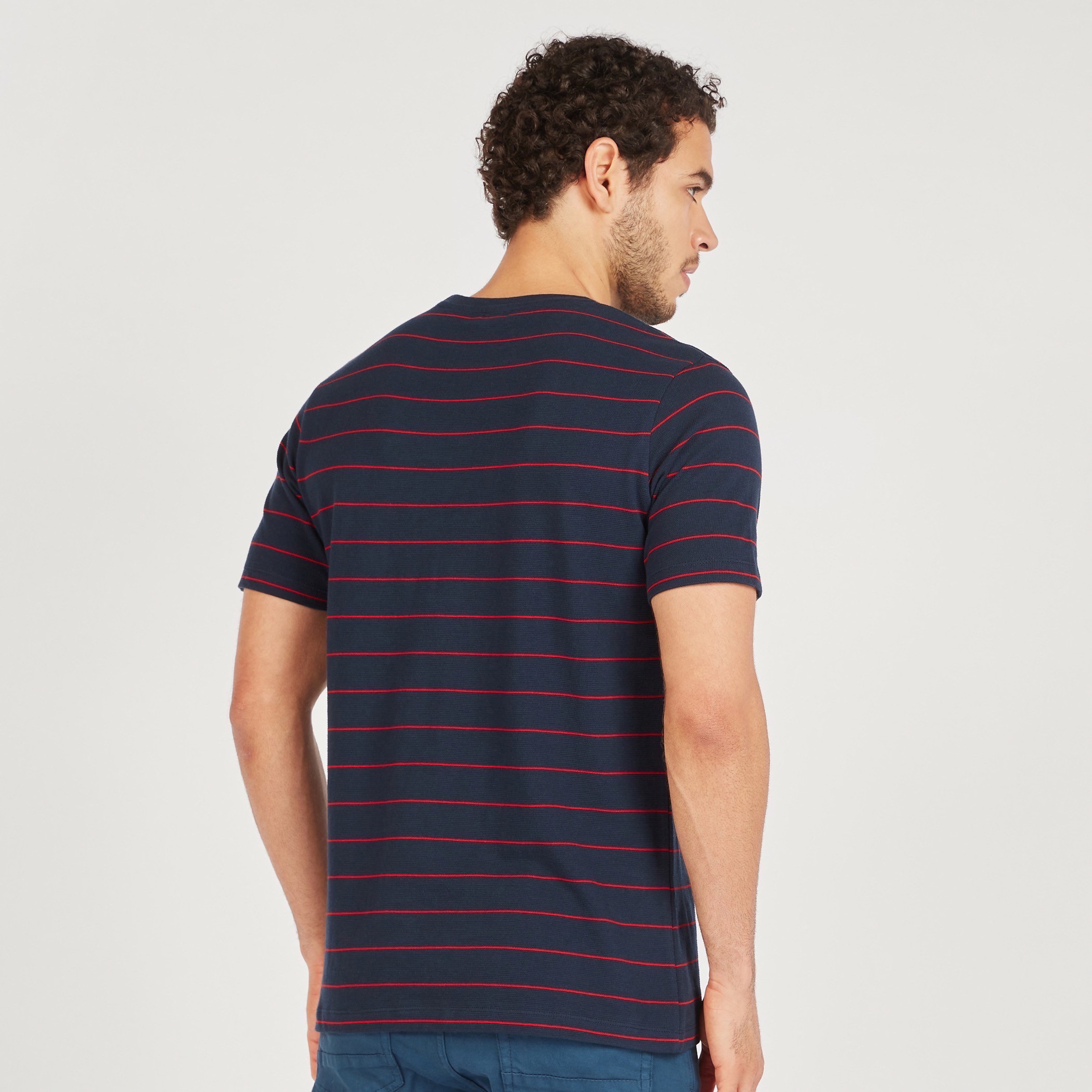 Striped T-shirt with Round Neck and Short Sleeves-men-clothing-tshirtsandpolos-tshirts-image-4