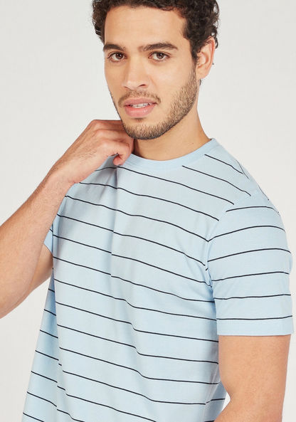 Striped T-shirt with Round Neck and Short Sleeves-T Shirts-image-2