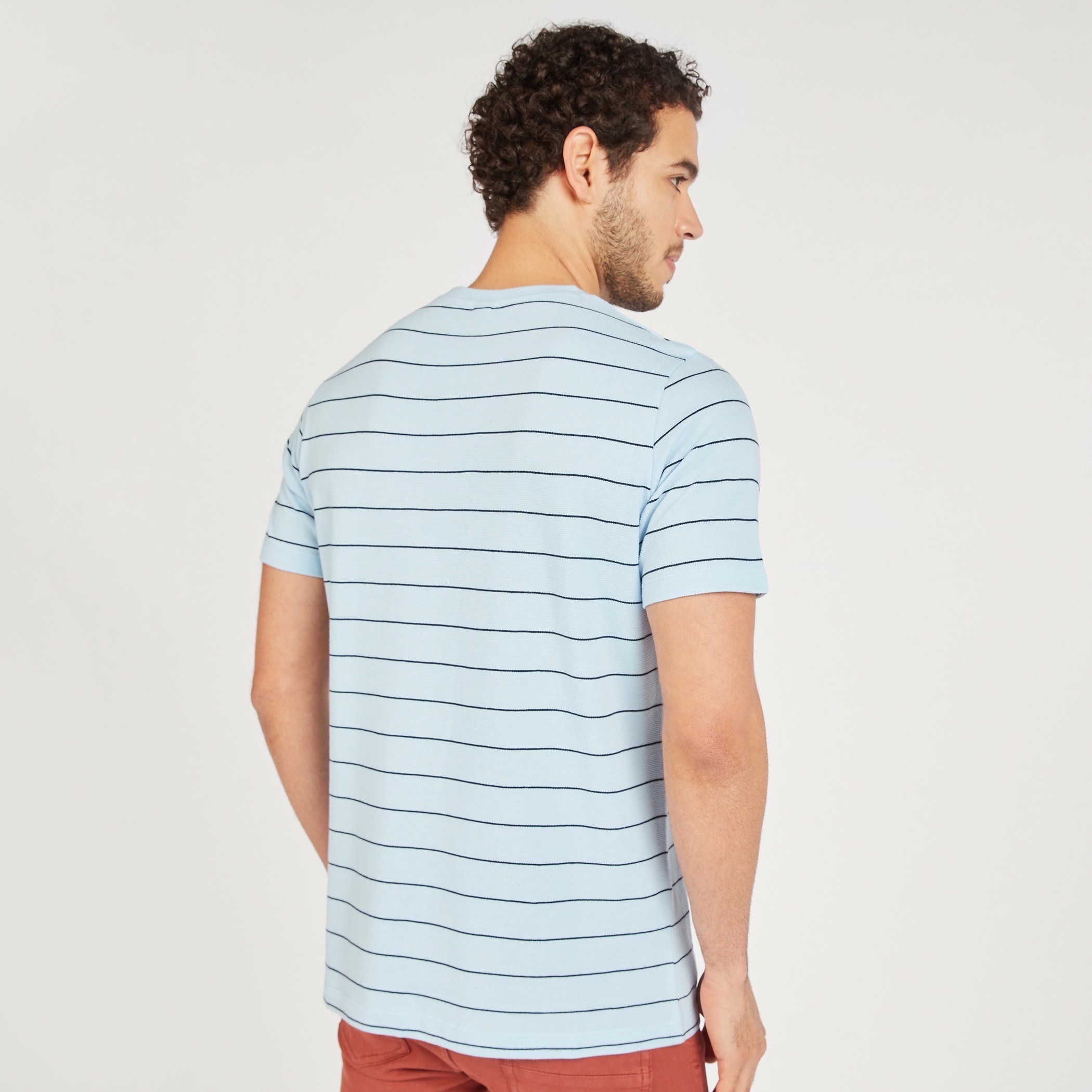 Striped T-shirt with Round Neck and Short Sleeves-men-clothing-tshirtsandpolos-tshirts-image-8