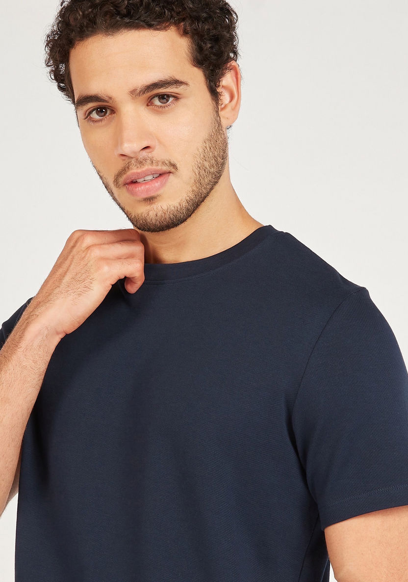Solid T-shirt with Crew Neck and Short Sleeves-T Shirts-image-4