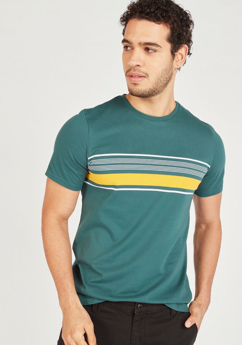 Striped T-shirt with Crew Neck and Short Sleeves-T Shirts-image-0