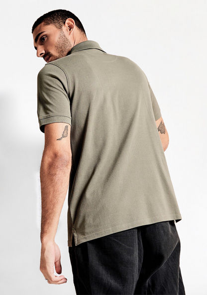 Solid Polo T-shirt with Short Sleeves and Button Closure-Polos-image-3