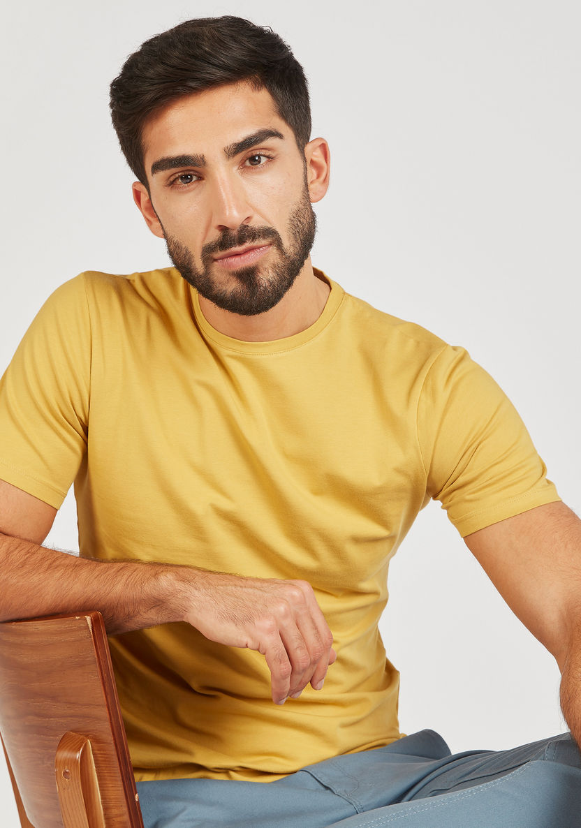 Solid T-shirt with Short Sleeves and Crew Neck-T Shirts-image-4