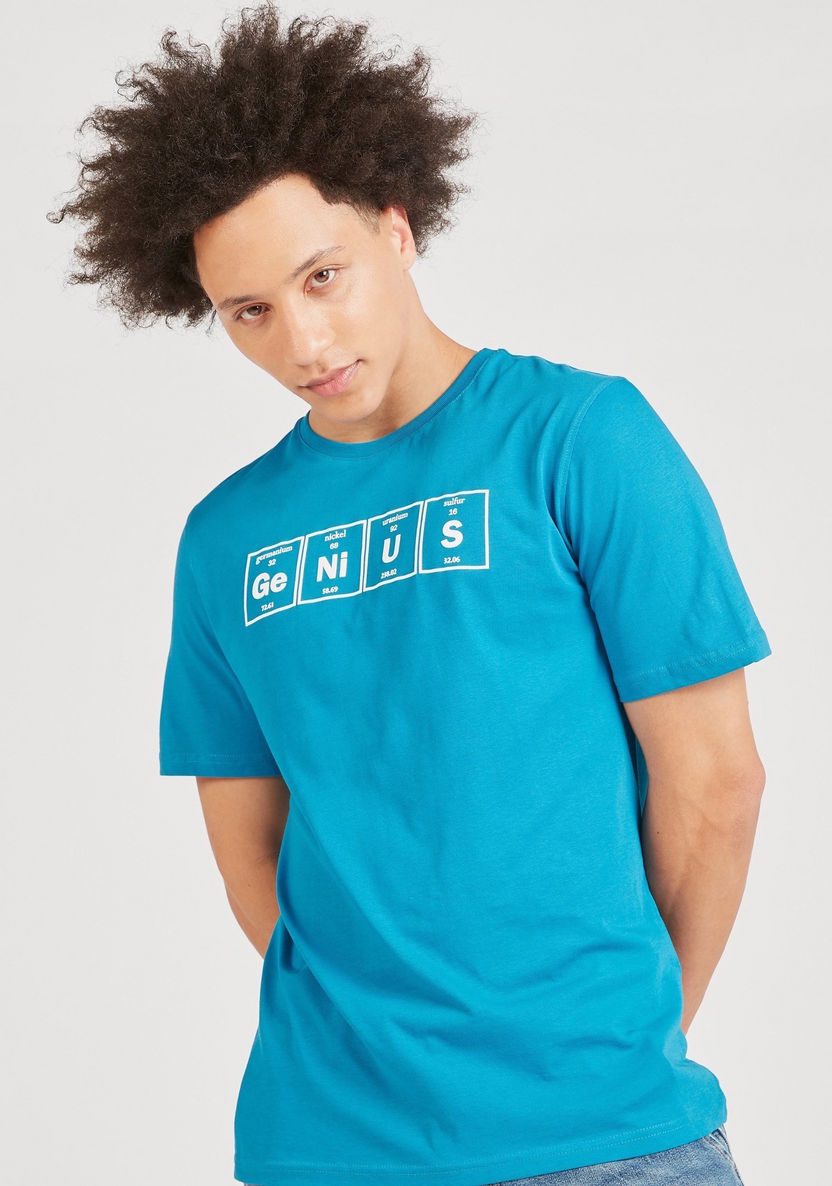 Graphic Print Crew Neck T-shirt with Short Sleeves-T Shirts-image-0
