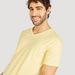 Solid V-neck T-shirt with Short Sleeves-T Shirts-thumbnail-4