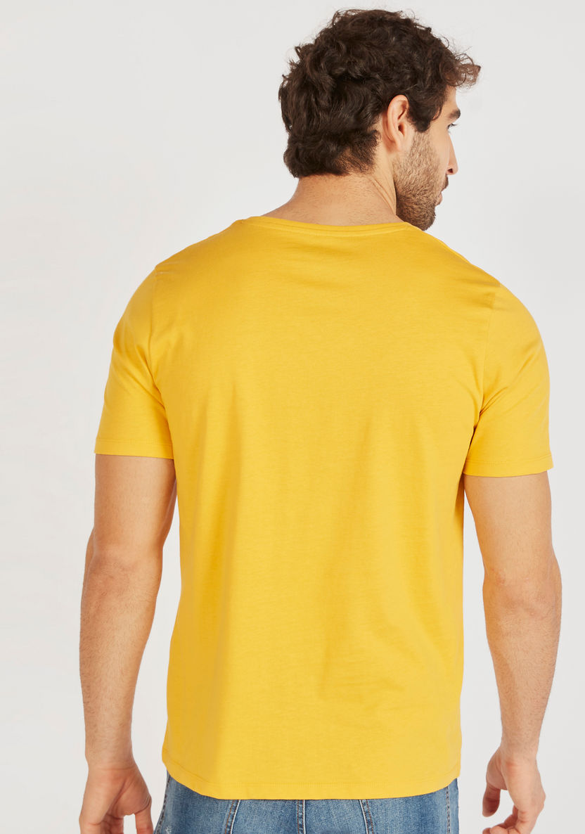 Solid V-neck T-shirt with Short Sleeves-T Shirts-image-3