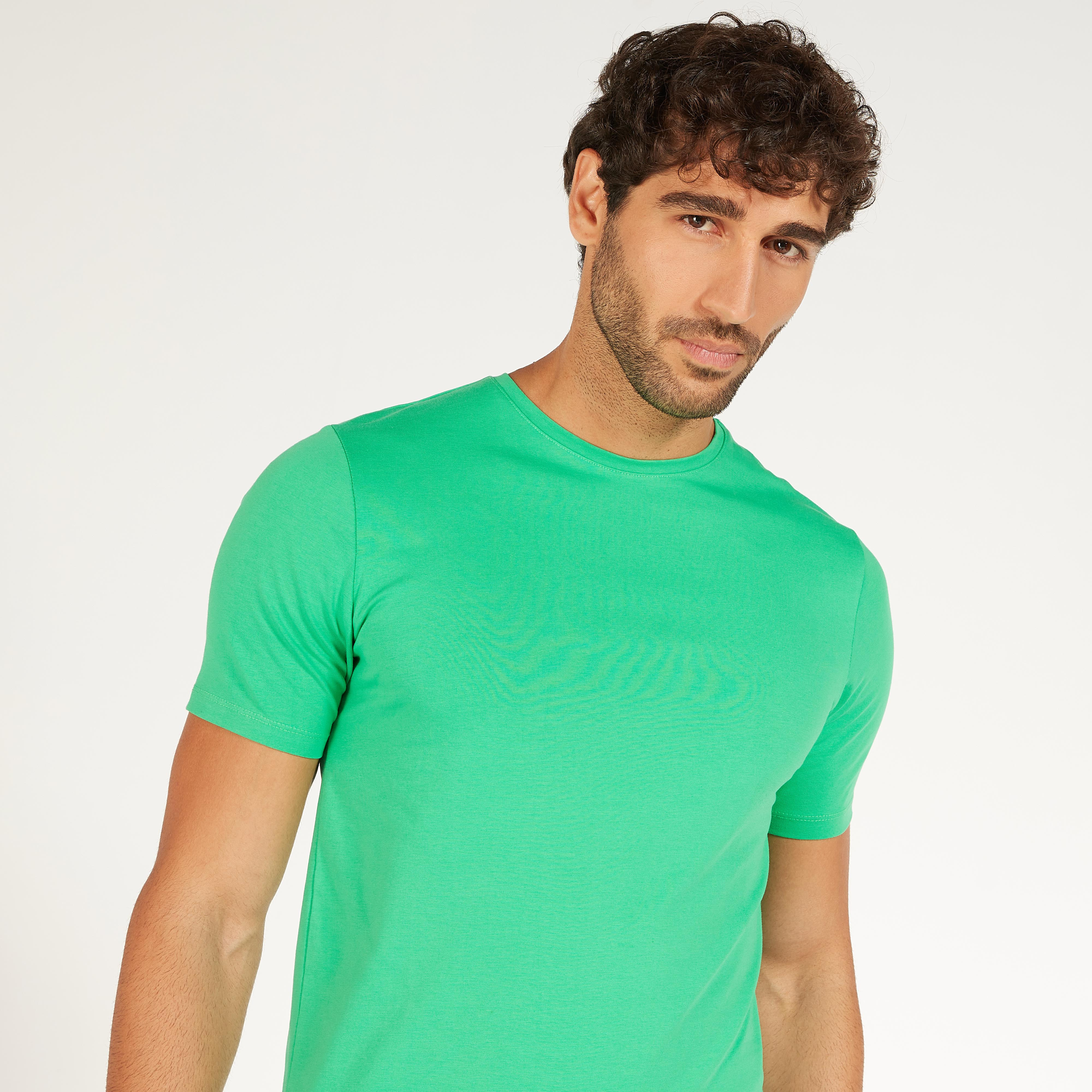 Solid Crew Neck T-shirt with Short Sleeves-men-clothing-tshirtsandpolos-tshirts-image-1