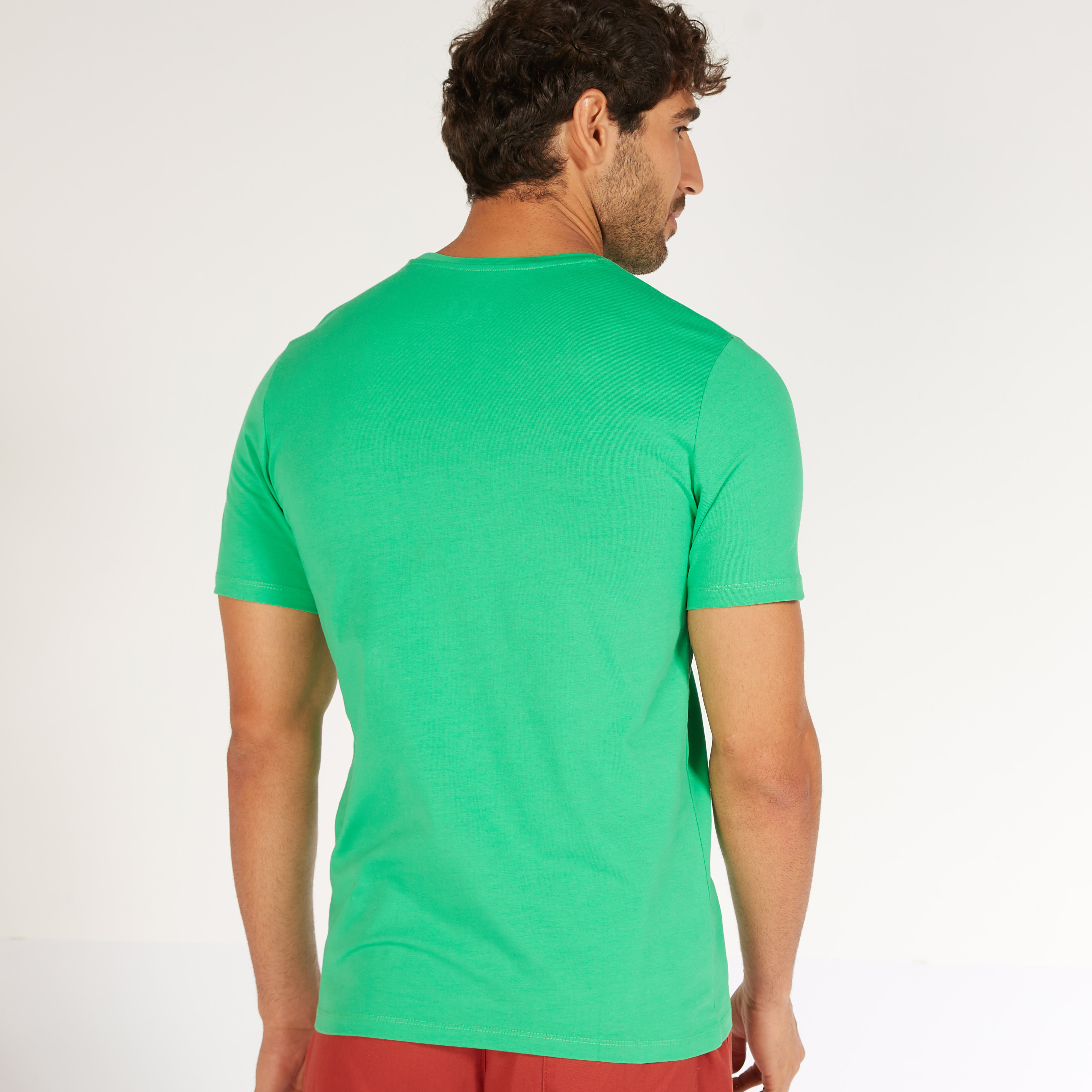 Solid Crew Neck T-shirt with Short Sleeves-men-clothing-tshirtsandpolos-tshirts-image-4