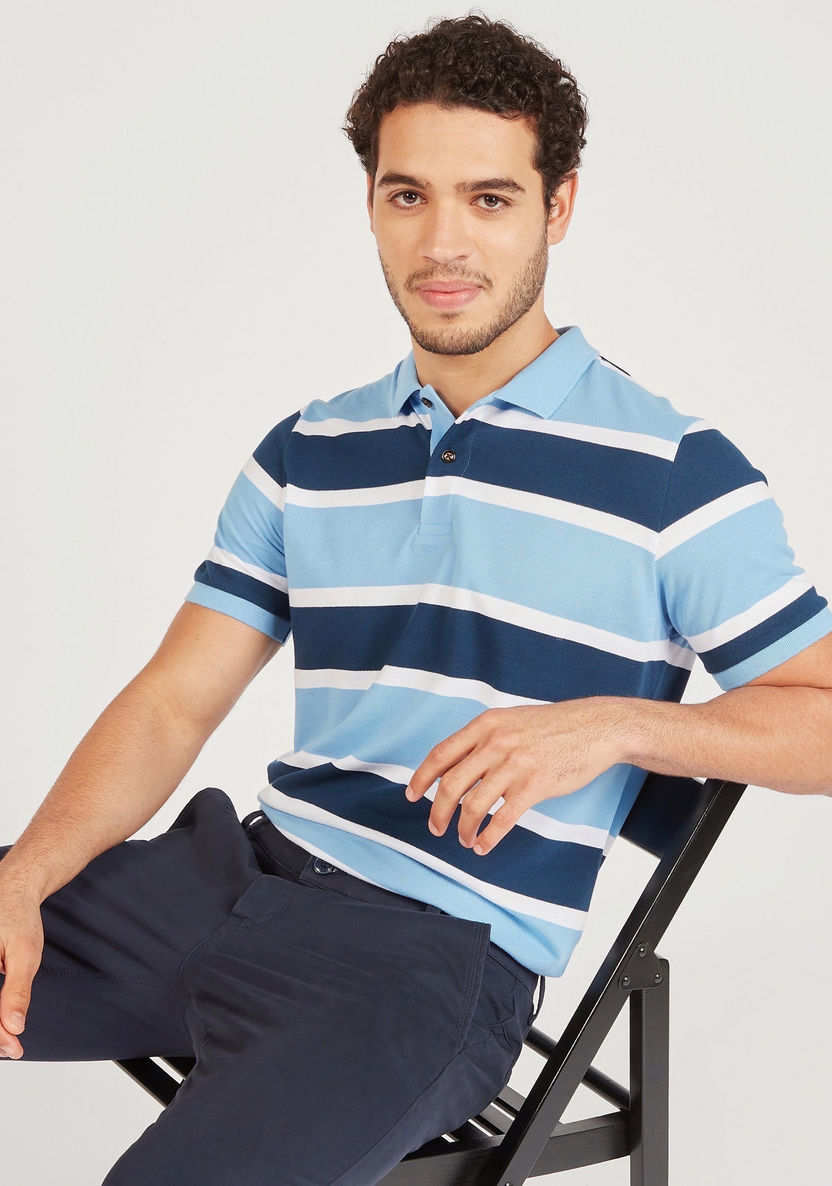 Striped Polo T-shirt with Short Sleeves-Polos-image-0