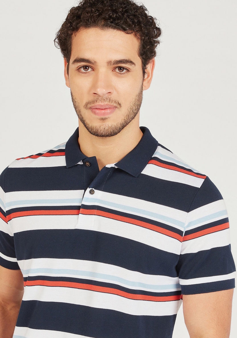 Striped Polo T-shirt with Short Sleeves-Polos-image-4