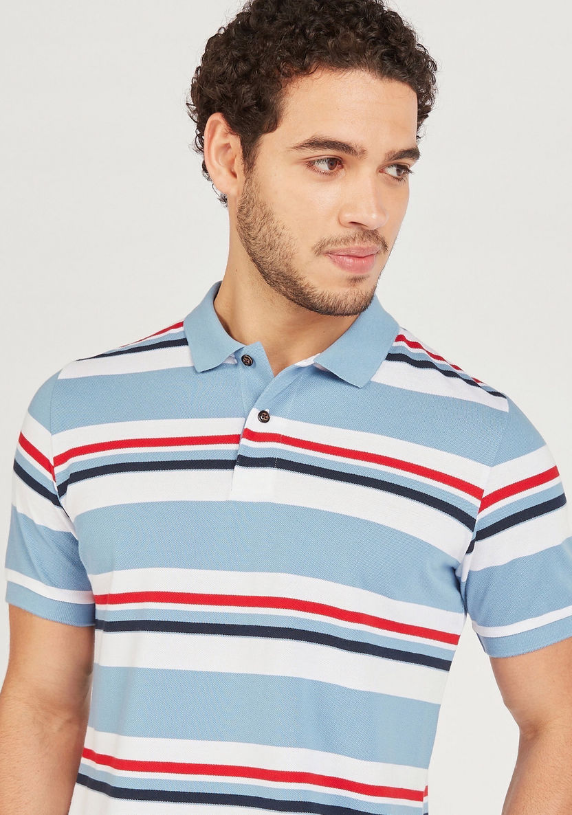 Striped Polo T-shirt with Short Sleeves-Polos-image-0
