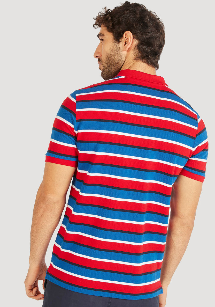Striped Polo T-shirt with Short Sleeves and Button Closure-Polos-image-3