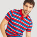 Striped Polo T-shirt with Short Sleeves and Button Closure-Polos-thumbnail-4