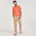 Camel Embroidered Polo T-shirt with Short Sleeves-Polos-thumbnail-1