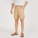 Solid Shorts with Elasticated Waistband and Pockets-Shorts-thumbnail-0