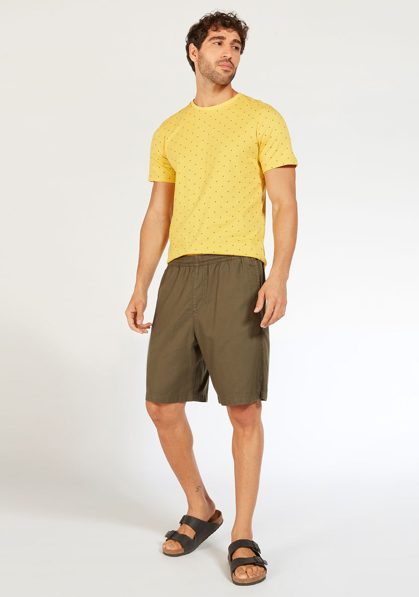 Solid Shorts with Elasticated Waistband and Pockets-Shorts-image-1