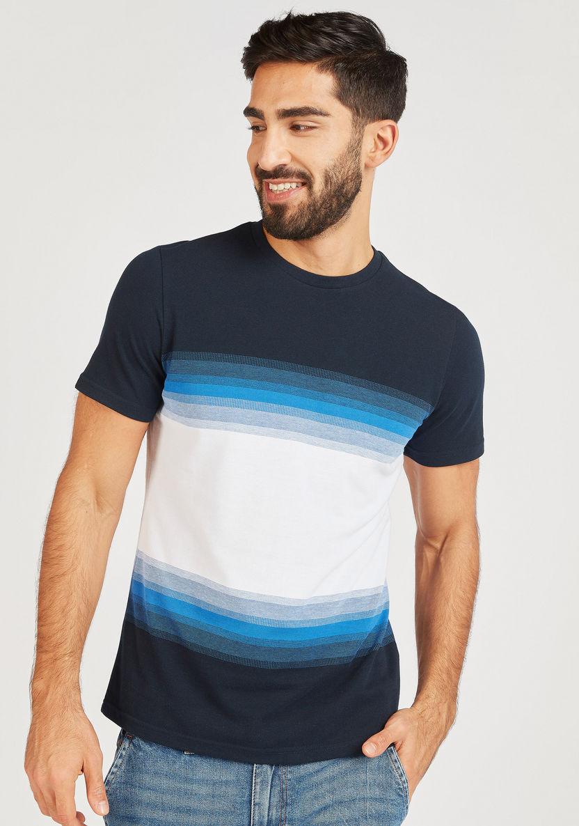 Textured T-shirt with Crew Neck and Short Sleeves-T Shirts-image-0