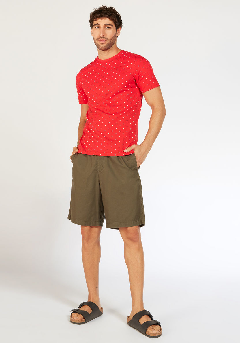 Polka Dot Print Crew Neck T-shirt with Short Sleeves-T Shirts-image-1