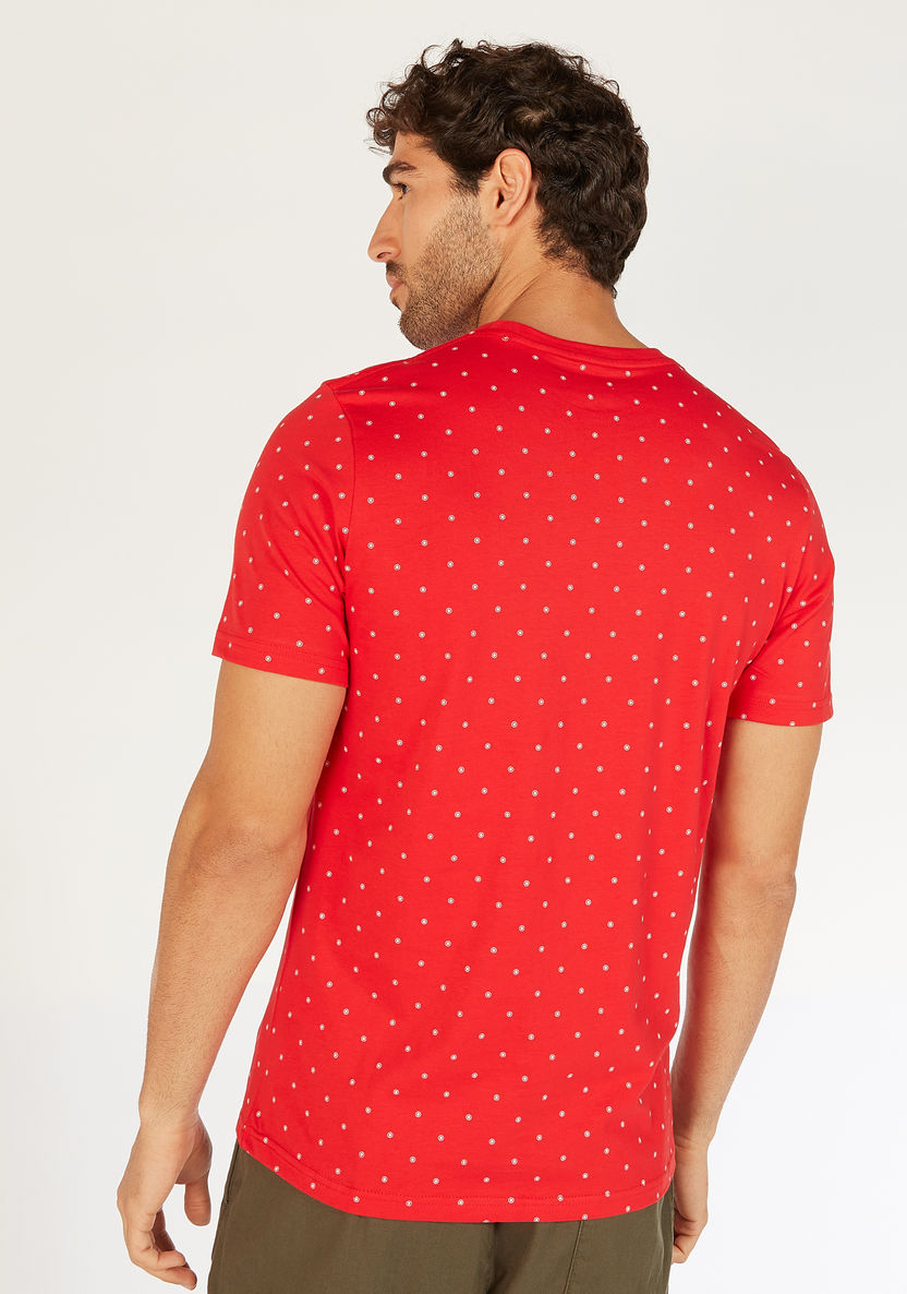 Polka Dot Print Crew Neck T-shirt with Short Sleeves-T Shirts-image-3
