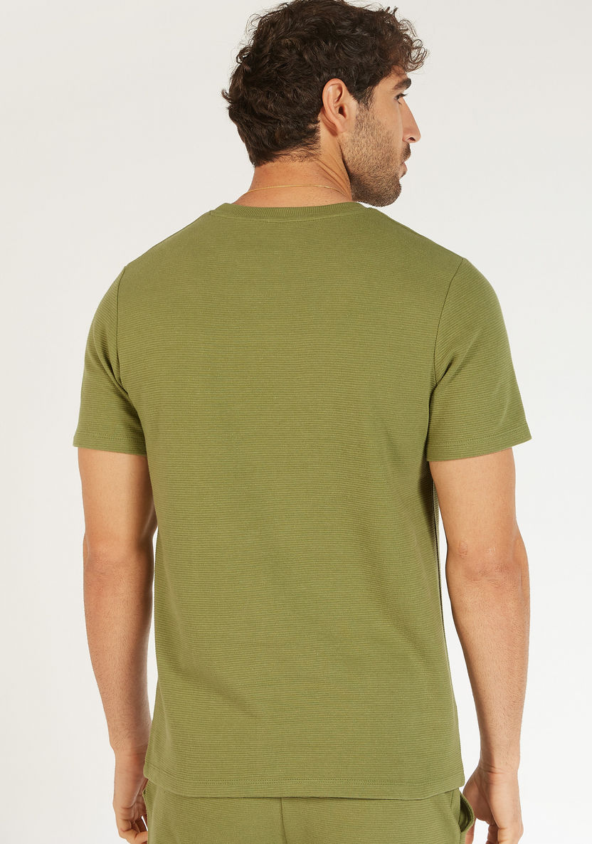 Textured Crew Neck T-shirt with Short Sleeves-T Shirts-image-3