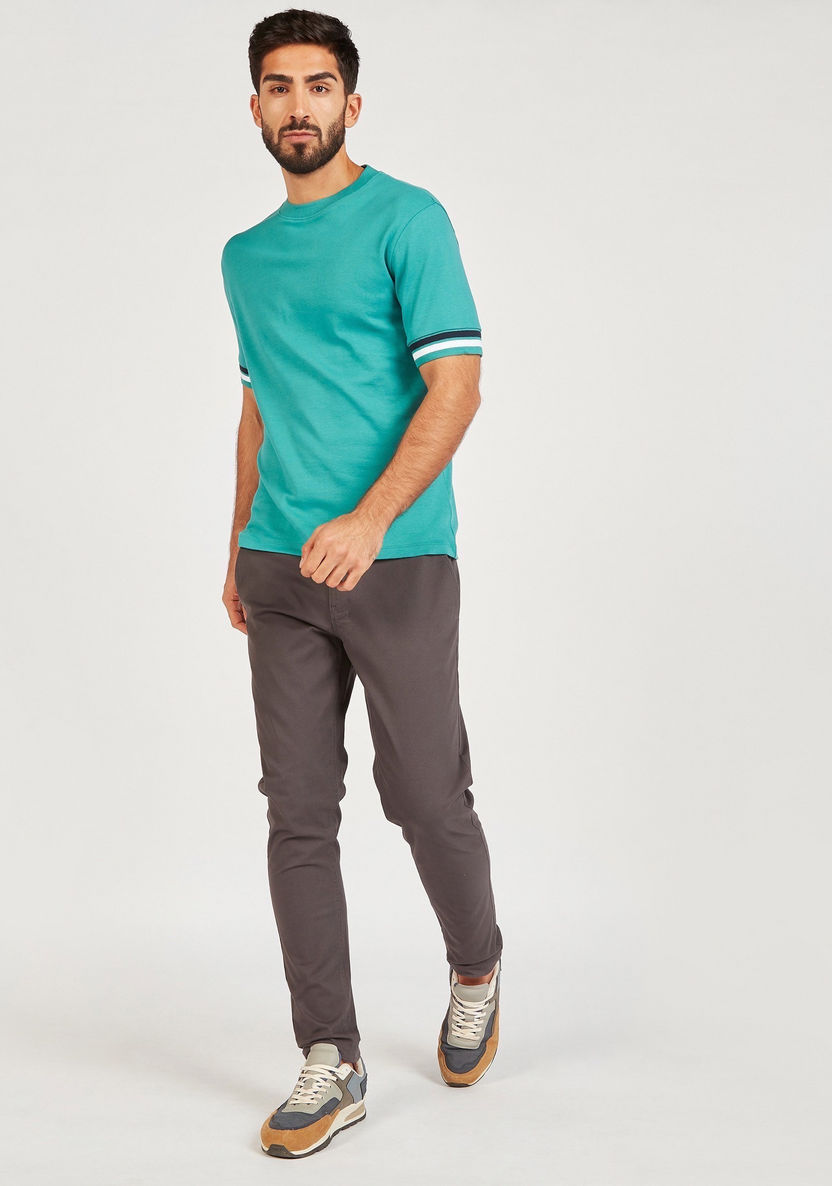 Solid T-shirt with Crew Neck and Short Sleeves-T Shirts-image-1