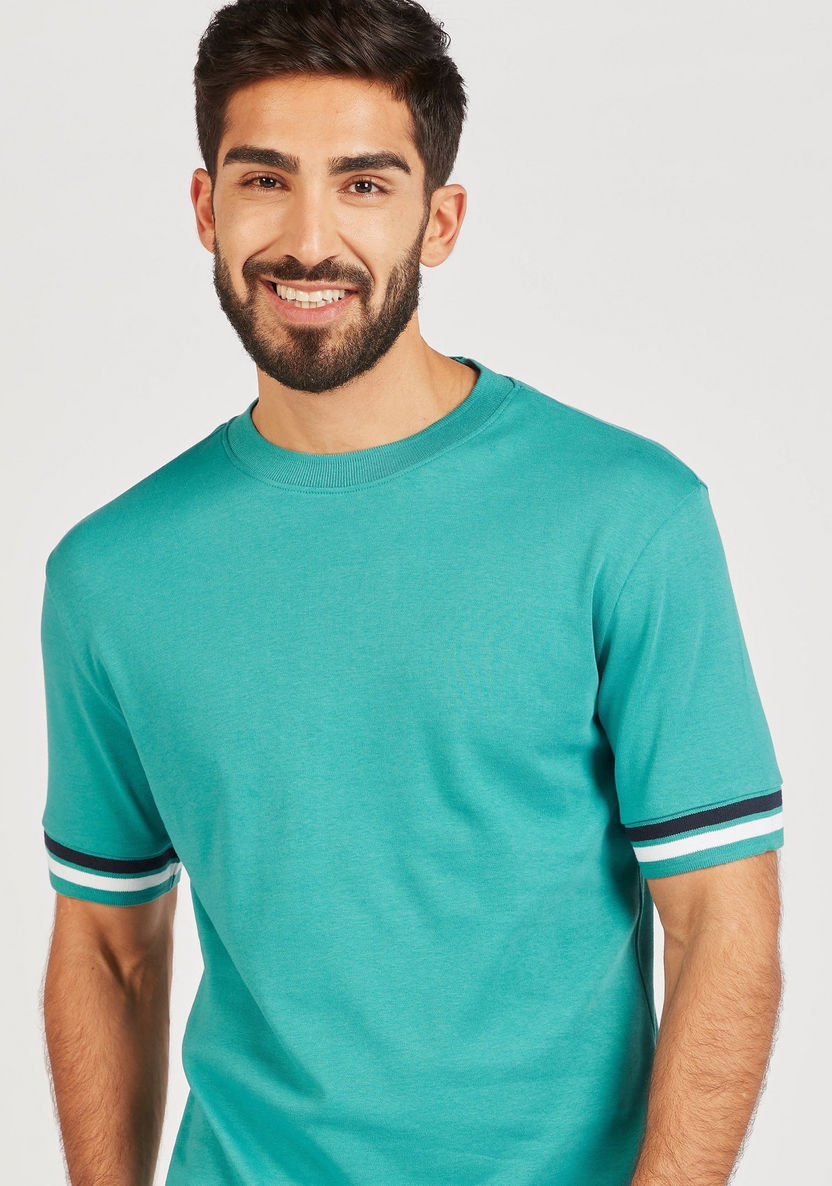 Solid T-shirt with Crew Neck and Short Sleeves-T Shirts-image-3