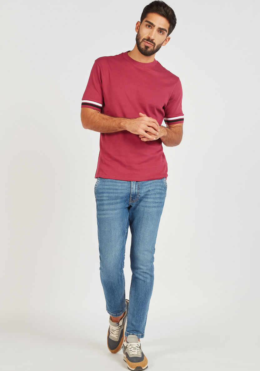 Solid T-shirt with Crew Neck and Short Sleeves-T Shirts-image-1