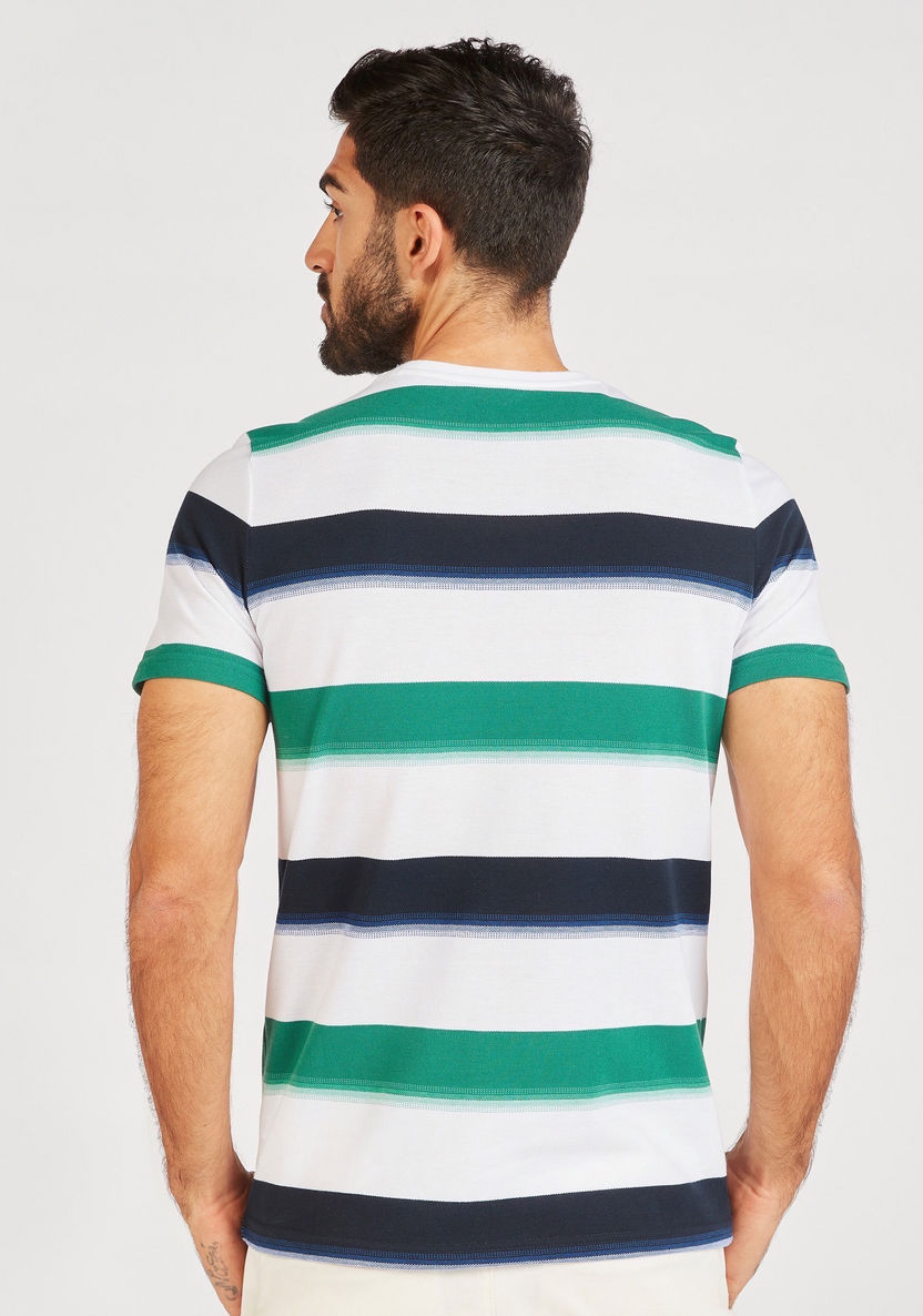 Striped Crew Neck T-shirt with Short Sleeves-T Shirts-image-2