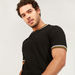 Solid Henley Neck T-shirt with Tipping Detail and Short Sleeves-Polos-thumbnailMobile-2