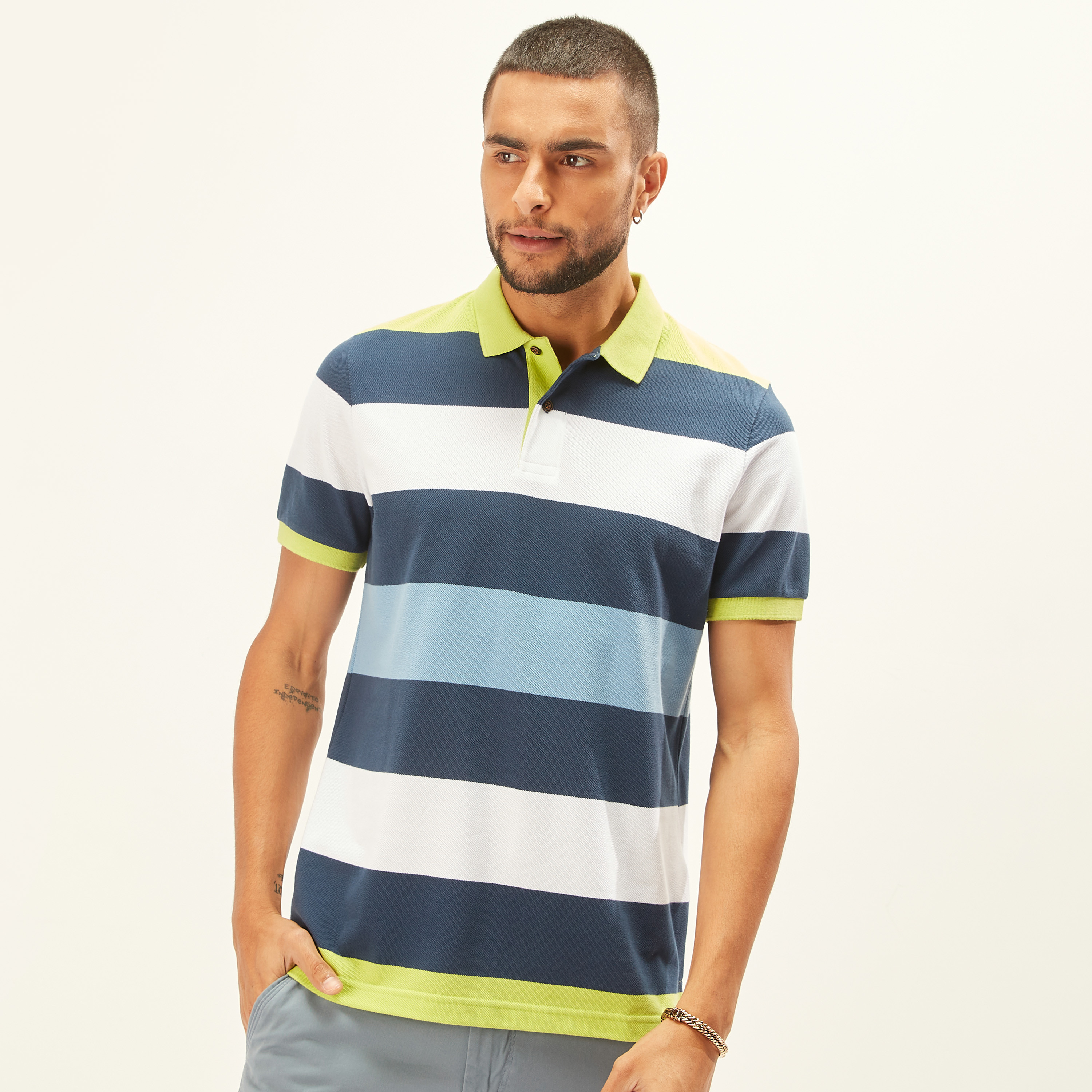 Striped Polo T-shirt with Short Sleeves-men-clothing-tshirtsandpolos-polos-image-3