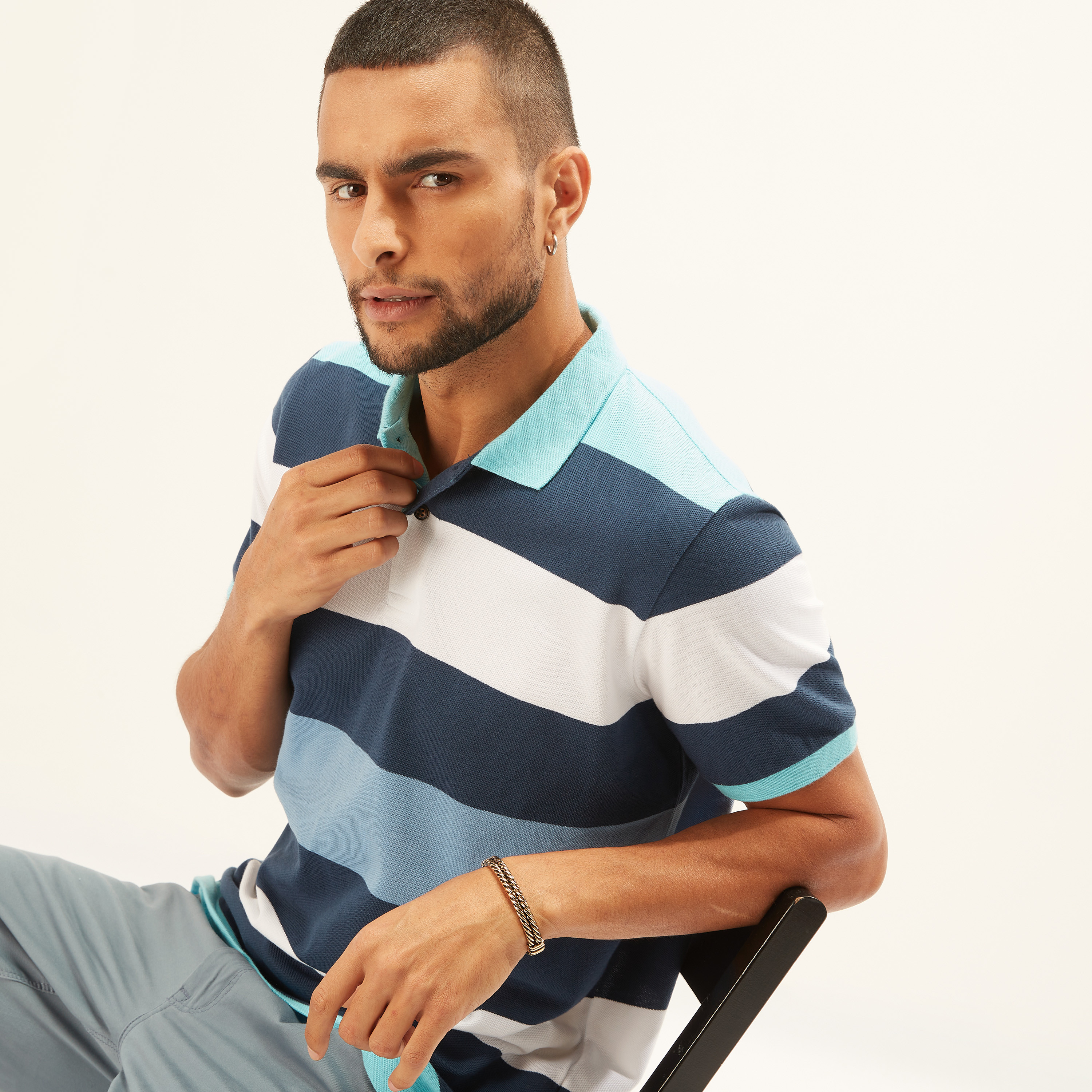Striped Polo T-shirt with Short Sleeves-men-clothing-tshirtsandpolos-polos-image-12