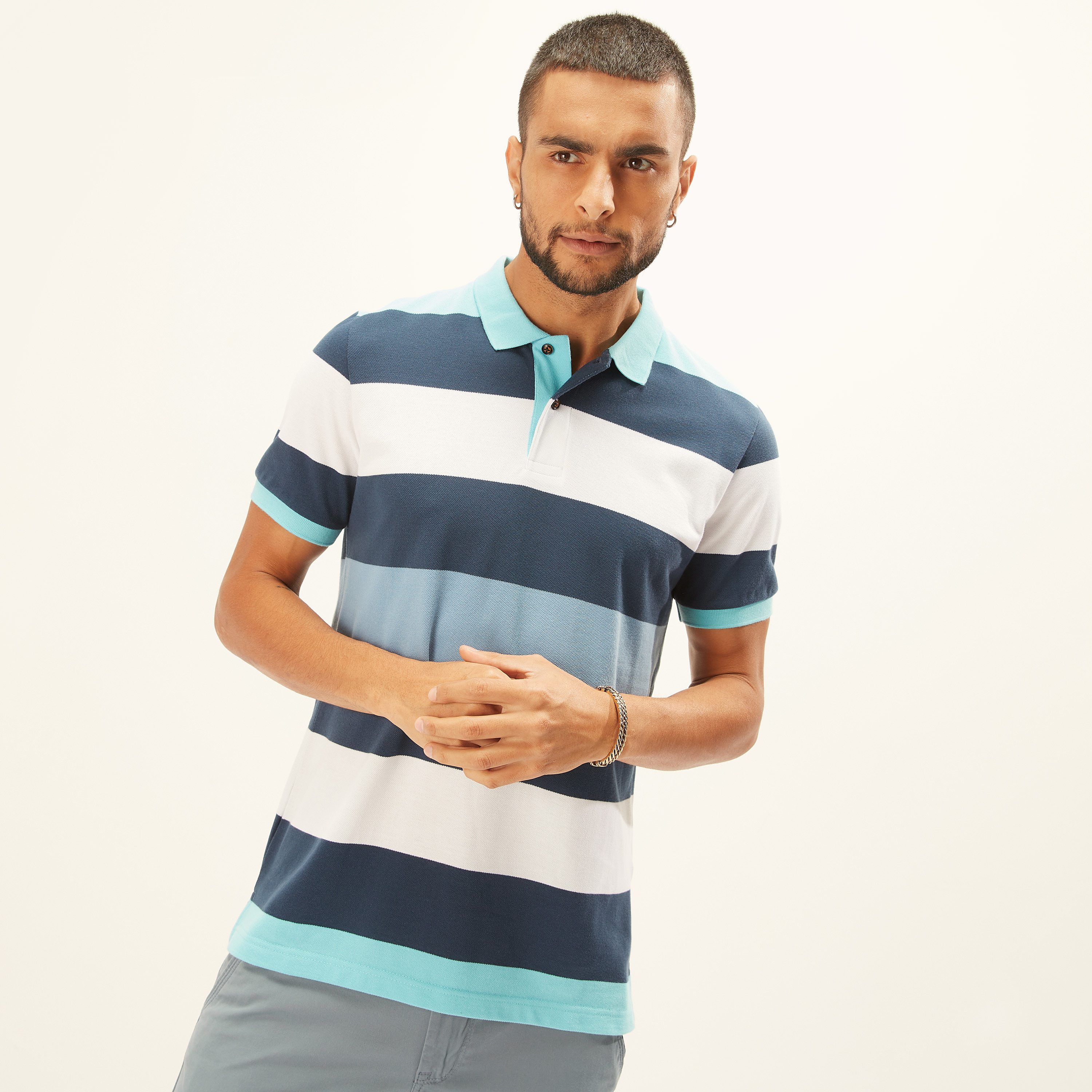 Striped Polo T-shirt with Short Sleeves-men-clothing-tshirtsandpolos-polos-image-14