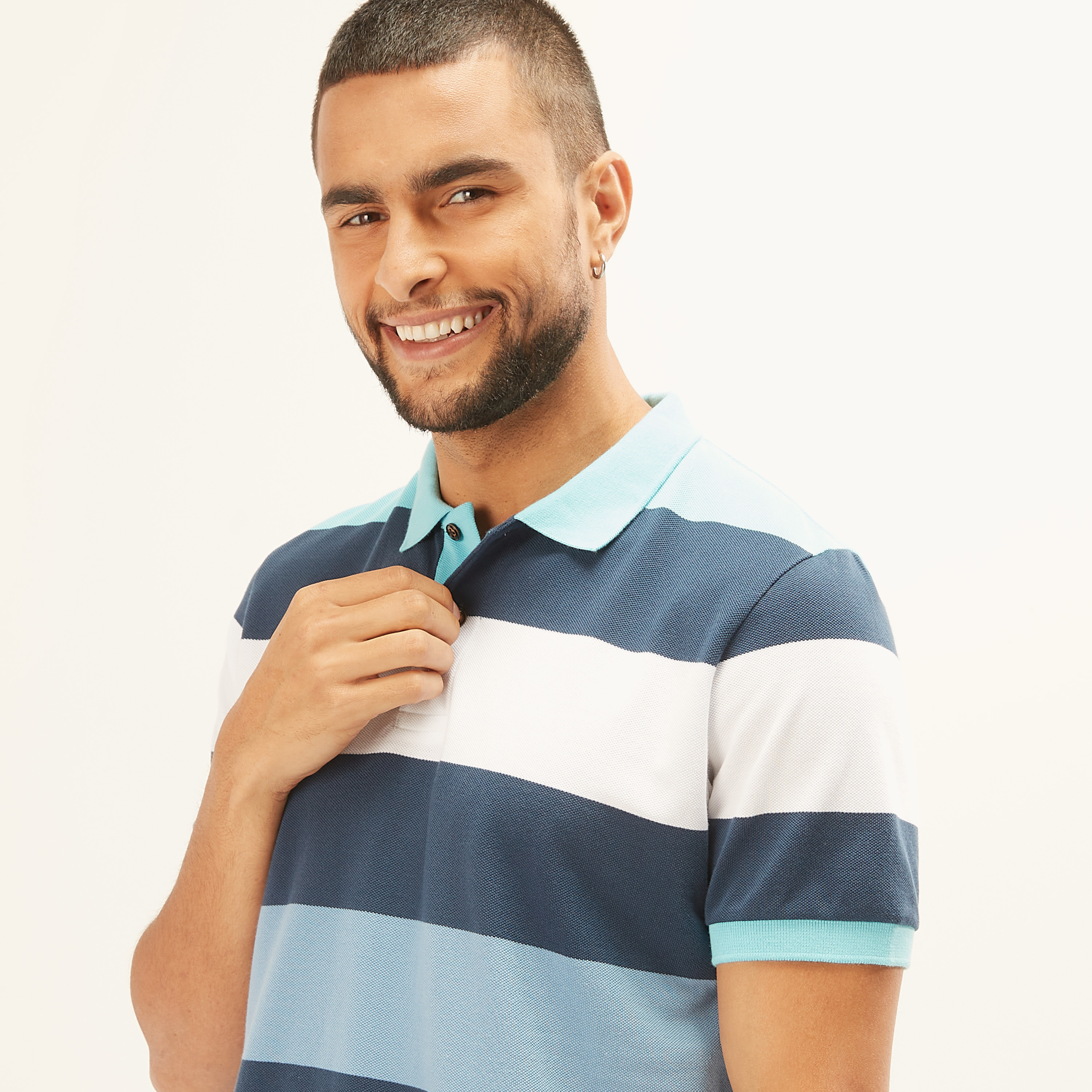 Striped Polo T-shirt with Short Sleeves-men-clothing-tshirtsandpolos-polos-image-15
