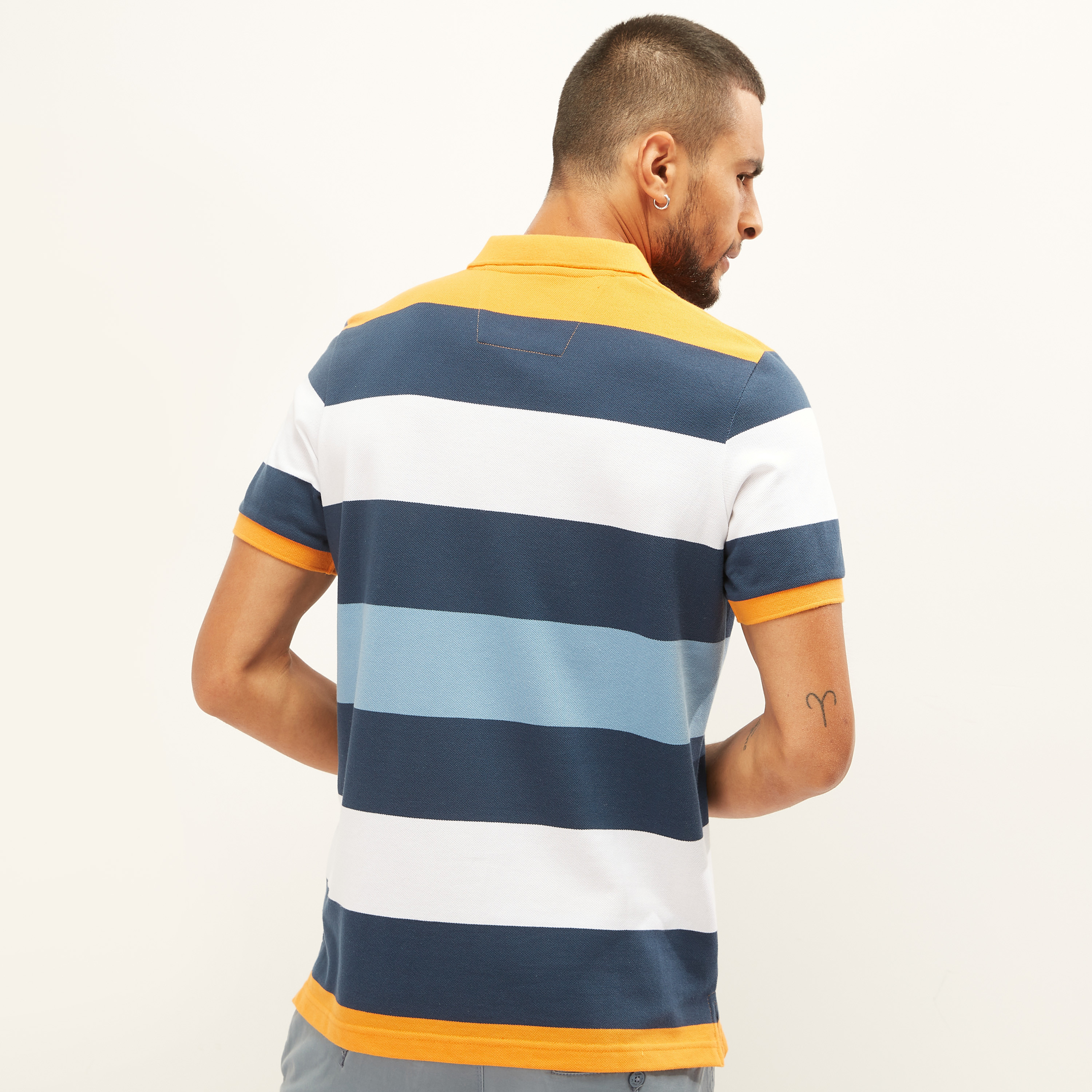 Striped Polo T-shirt with Short Sleeves-men-clothing-tshirtsandpolos-polos-image-8