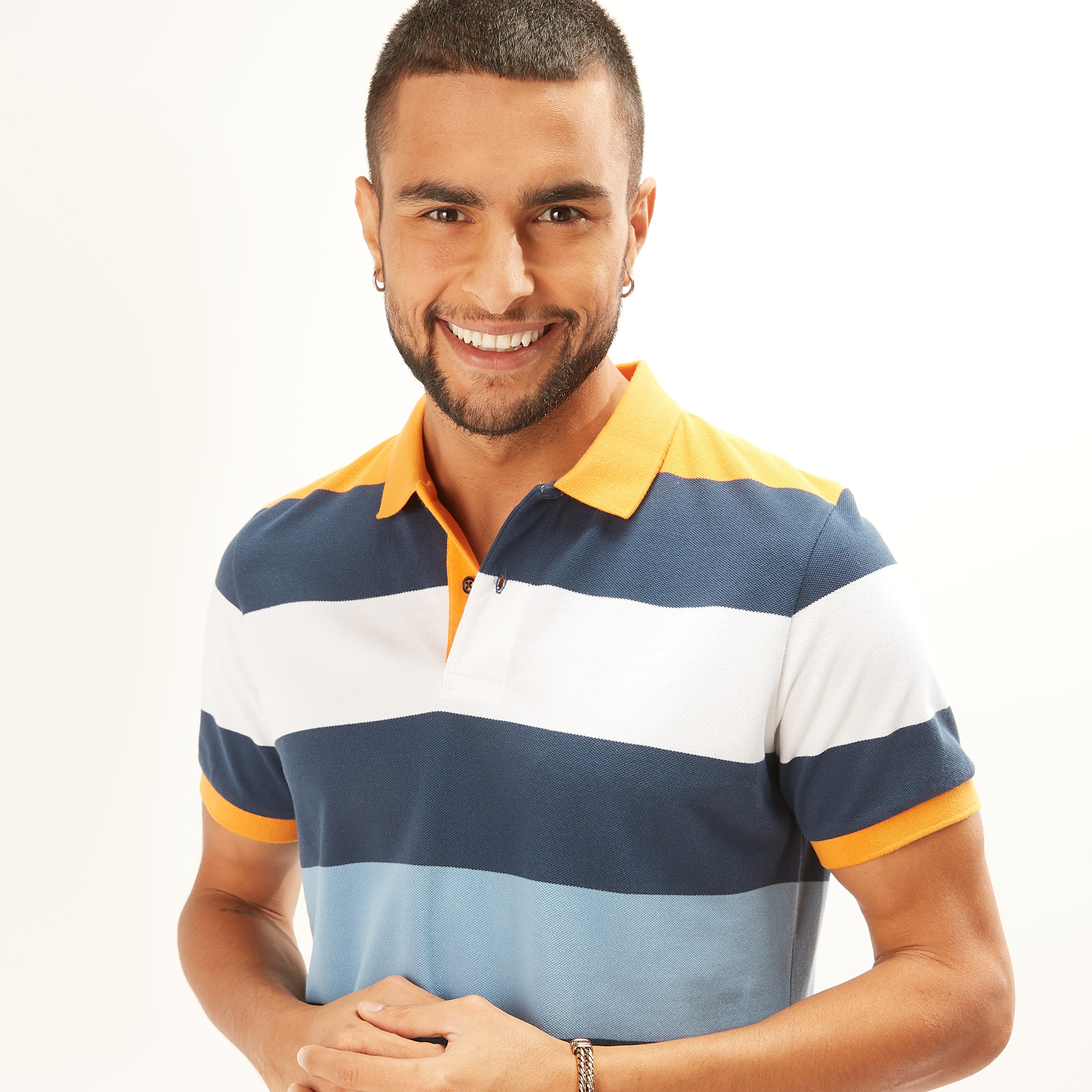 Striped Polo T-shirt with Short Sleeves-men-clothing-tshirtsandpolos-polos-image-9
