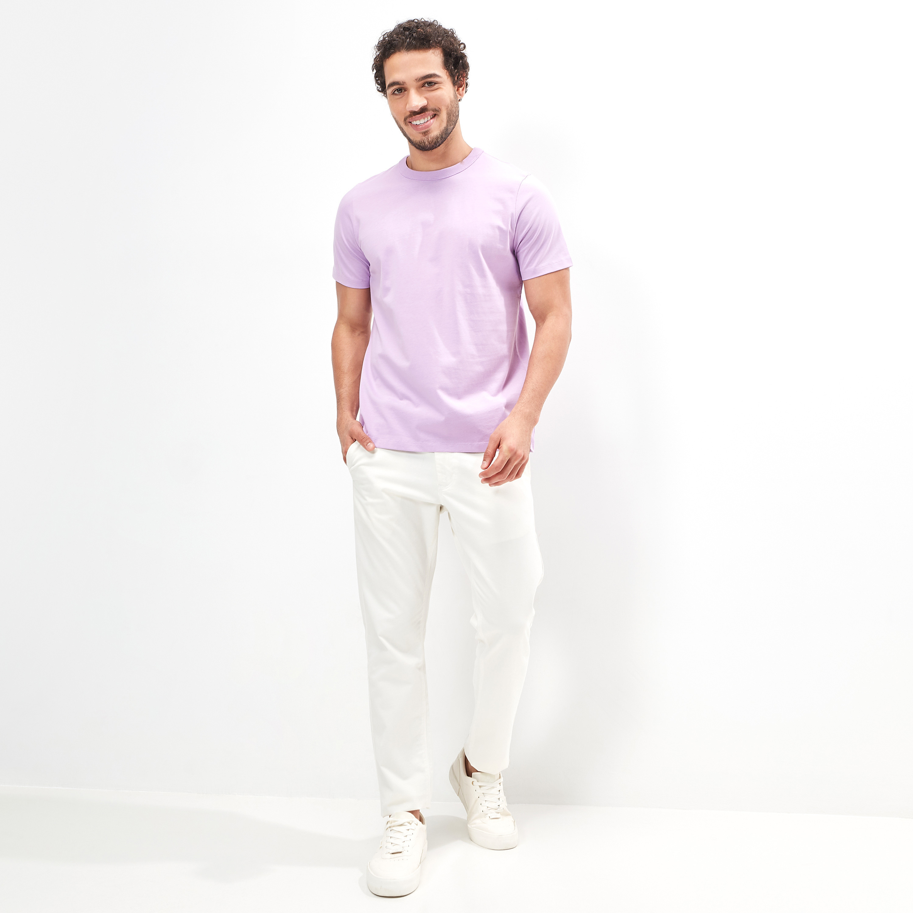 تيشيرت سادة بياقة ضيّقة وأكمام قصيرة-men-clothing-tshirtsandpolos-tshirts-image-15