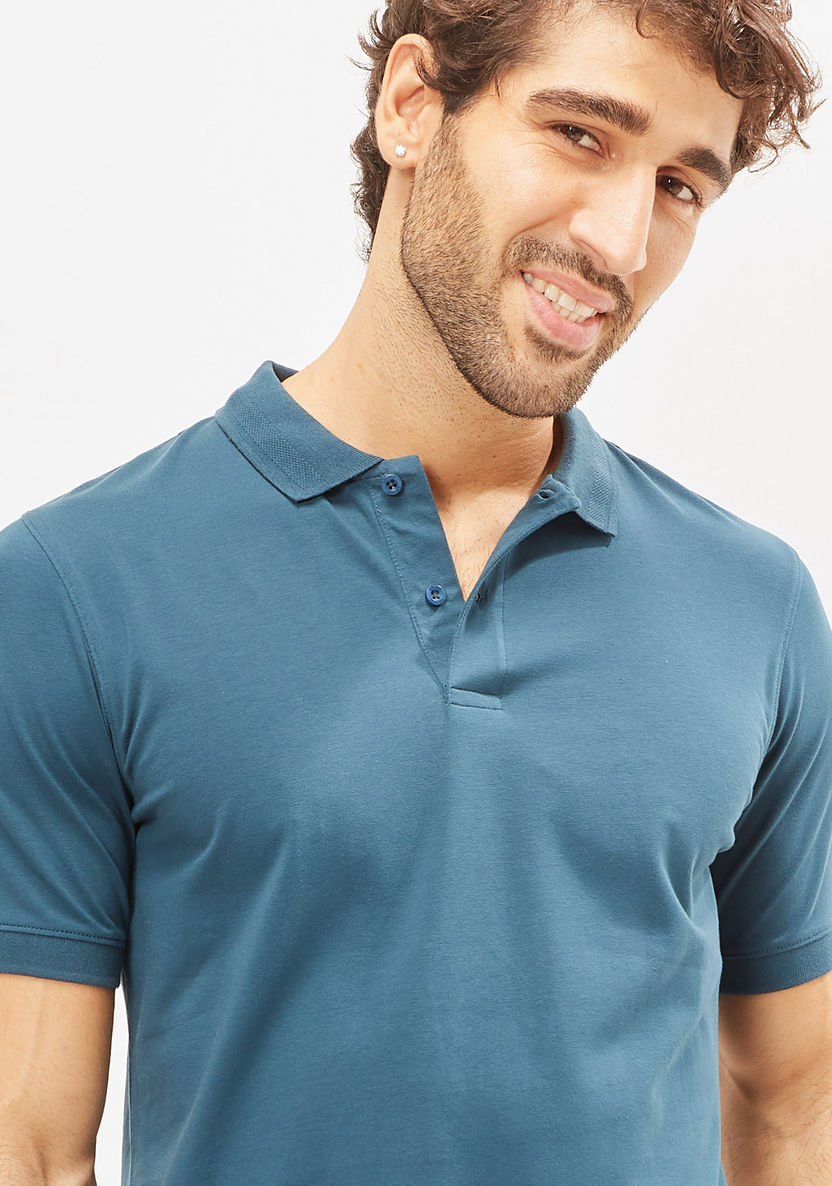 Buy Solid Polo T-shirt with Short Sleeves and Button Closure | Splash UAE