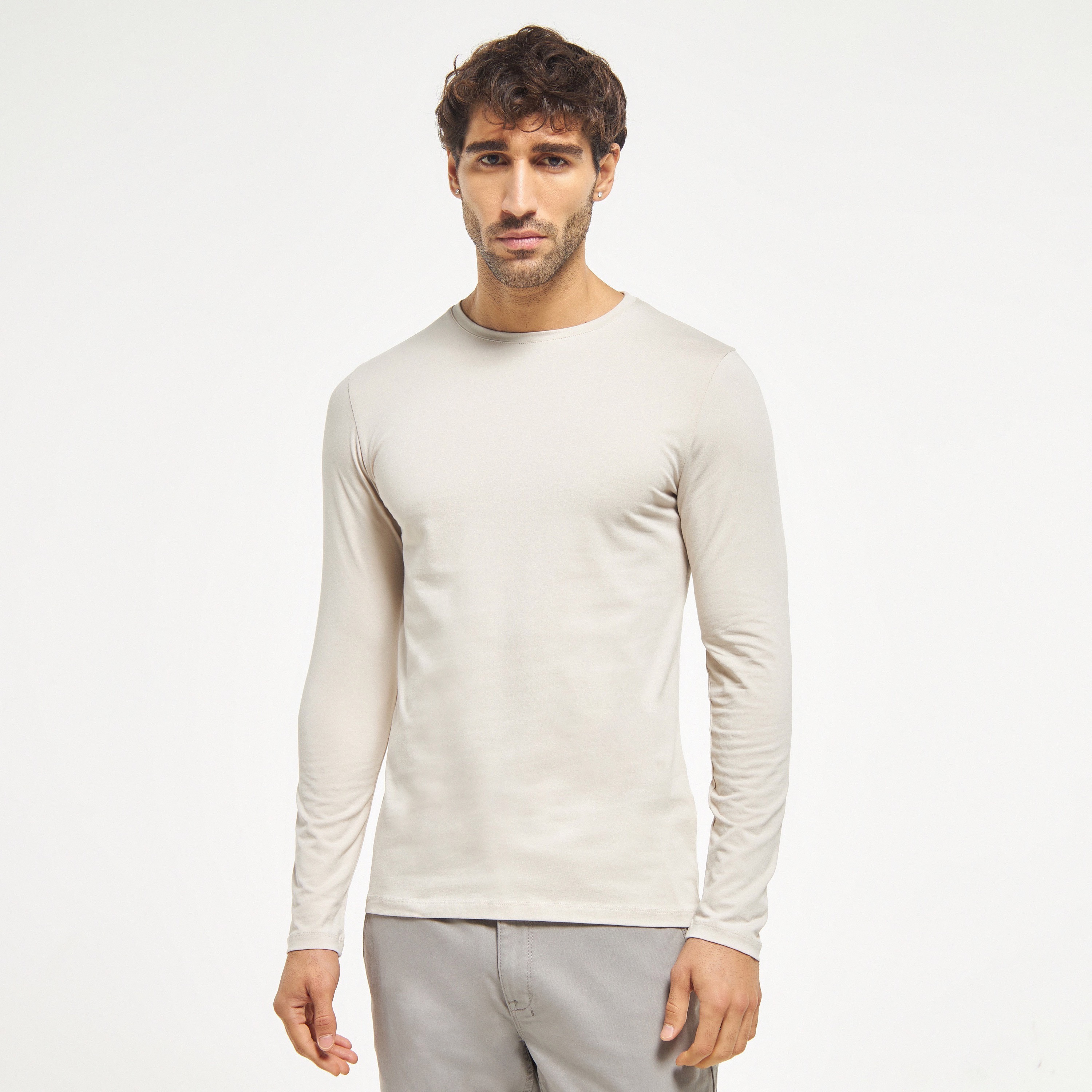 Solid Crew Neck T-shirt with Long Sleeves-men-clothing-tshirtsandpolos-tshirts-image-9