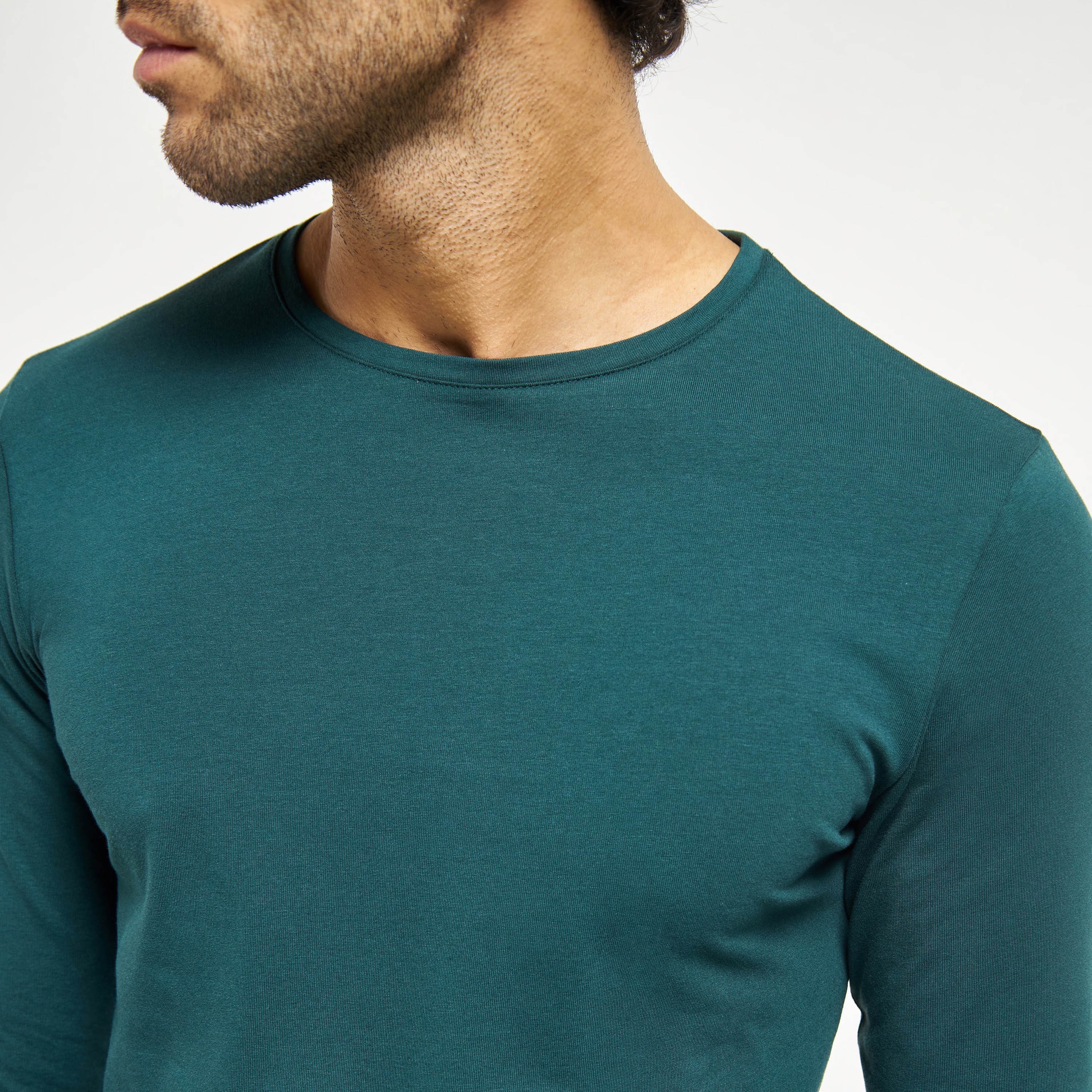 Solid Crew Neck T-shirt with Long Sleeves-men-clothing-tshirtsandpolos-tshirts-image-4