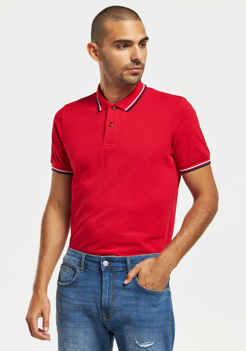Buy Men's Solid Polo T-shirt with Tipping Detail and Short Sleeves ...