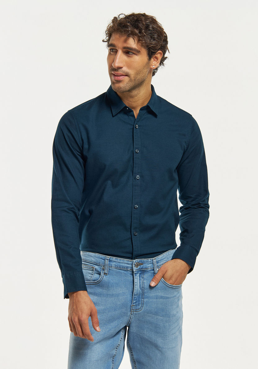 Buy Solid Collar Shirt with Long Sleeves and Button Closure | Splash UAE
