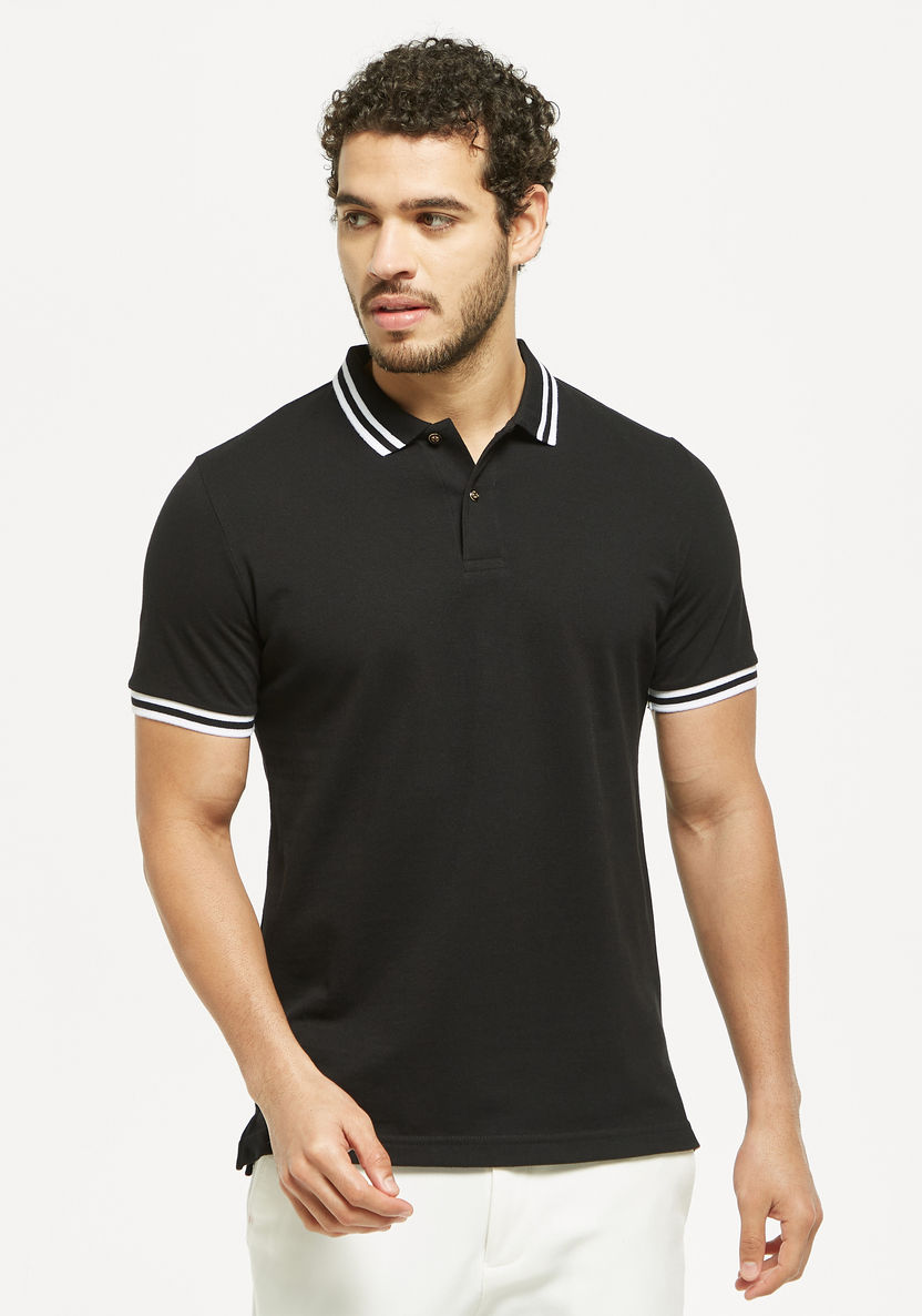 Buy Solid Polo T-shirt with Short Sleeves and Broad Tipping Detail ...