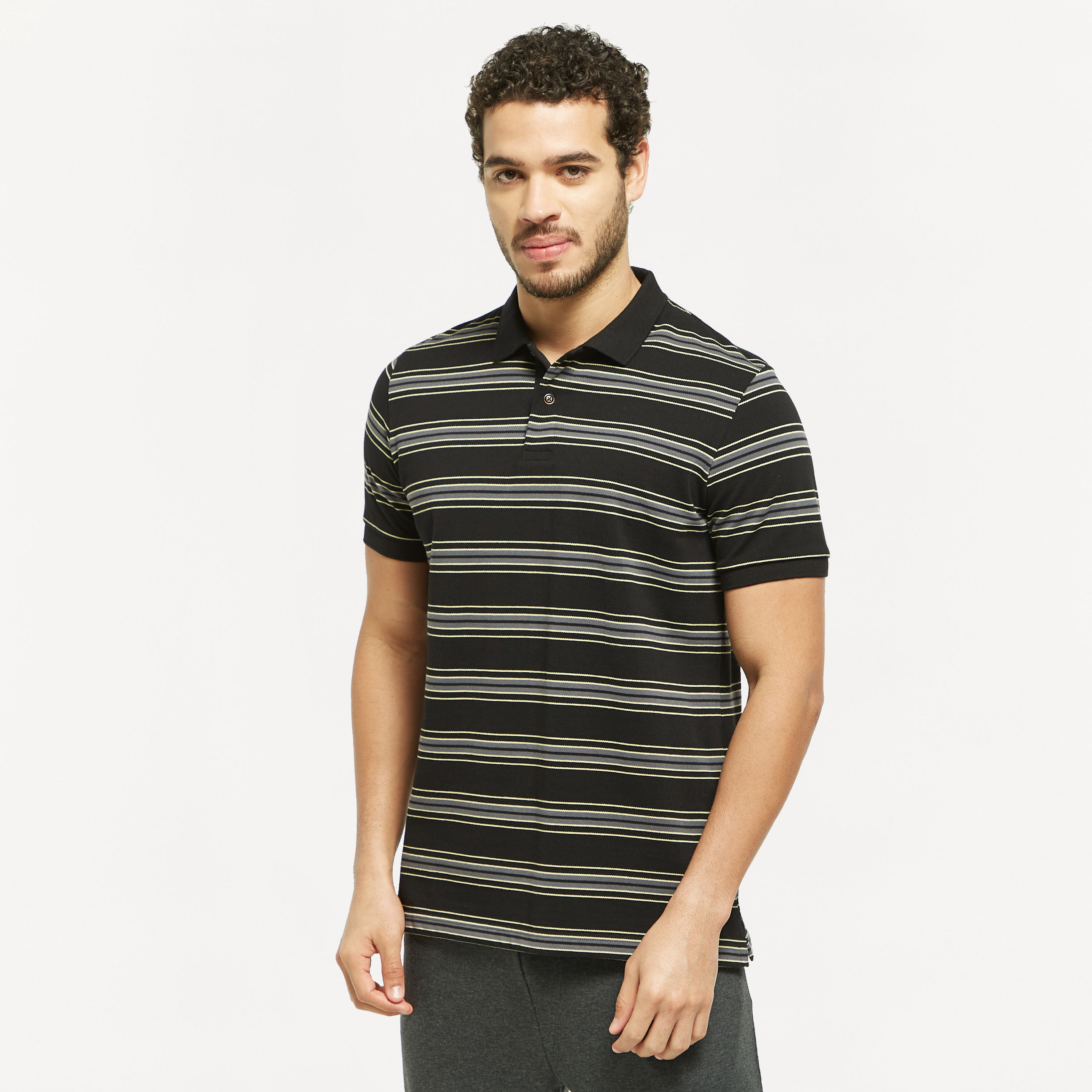 Striped Polo T-shirt with Short Sleeves-men-clothing-tshirtsandpolos-polos-image-5